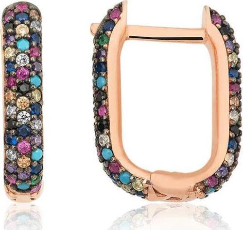 Gümüş Çift Taraflı Mix Taşlı J Bayan Küpe