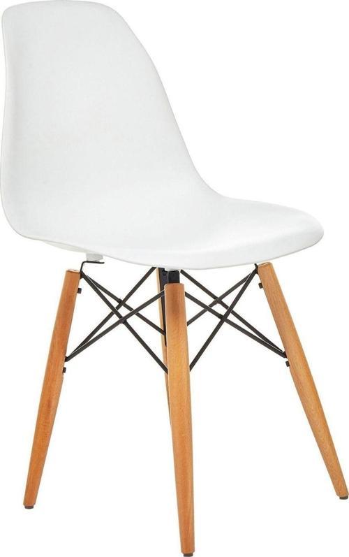 Beyaz Eames Sandalye - Natural Ahşap Ayaklı