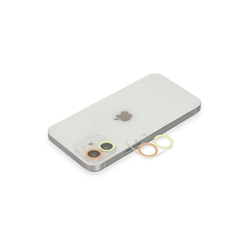 İphone 12 Renkli Kamera Lens Koruma Cam - Sarı-Turuncu