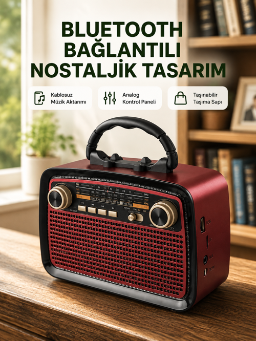 Bağlantılı Taşınabilir Hoparlör – Fm/Am Radyo Özellikli, Edilebilir Batarya, 1 Kg