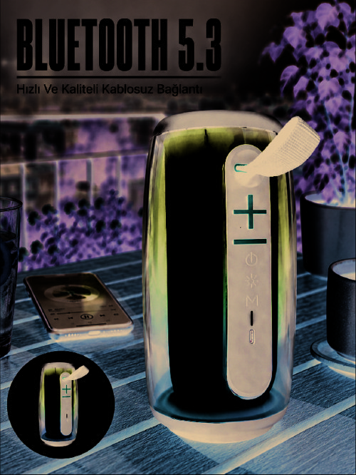Hoparlör Rgb Ambiyans Işıklı Usb Tf Kart Destekli