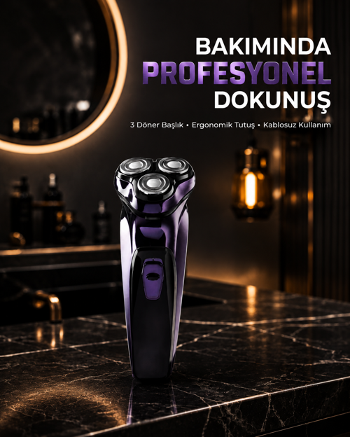 Profesyonel Şarjlı Tıraş Makinesi Ayarlanabilir Başlıklı