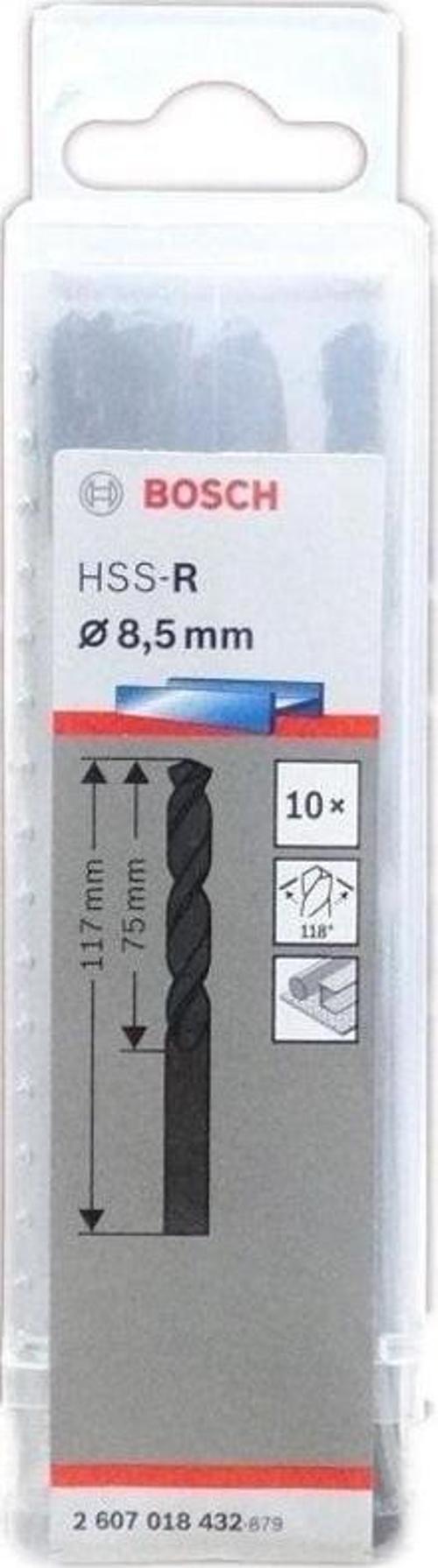 HSS-R Metal Matkap Uç 8.5x75x117mm 10 Parça