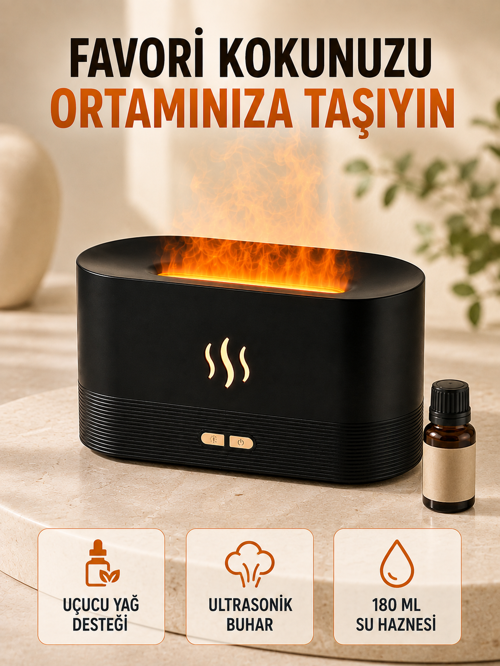 Efektli Aroma Difüzörü Uçucu Destekli Usb Hava Nemlendirici