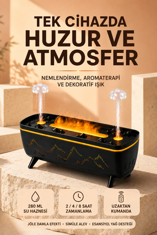 Jöle Yağmur Efektli Hava Nemlendirici 280 Ml Aromaterapi Difüzörü Efektli
