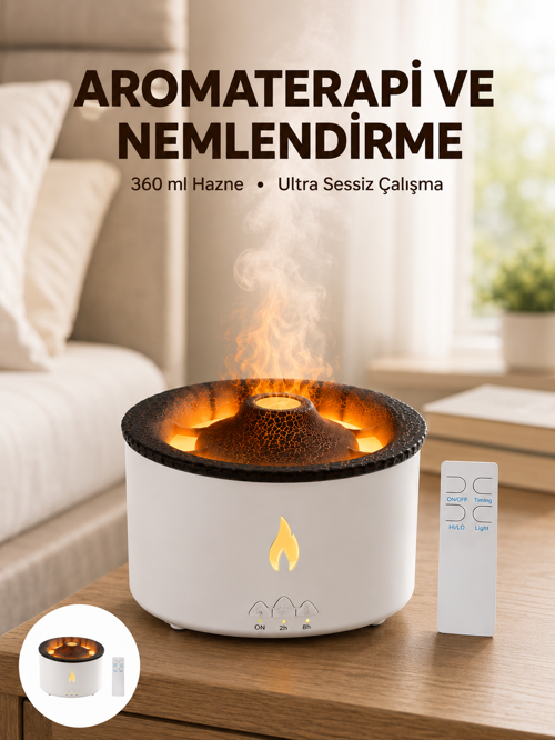 Efektli Aromaterapi Difüzörü – 360 Ml Su Hazneli, Sessiz Zaman Ayarlı Yeni Nesil