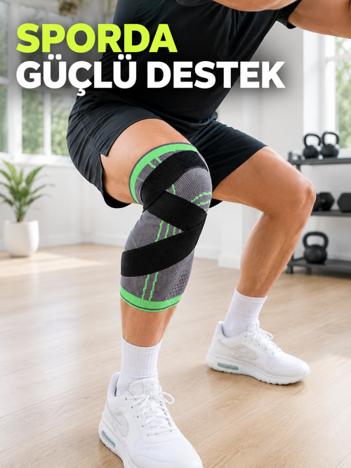 Örme Sporcu Dizliği Ayarlanabilir Çapraz Destek Bantlı Esnek Diz