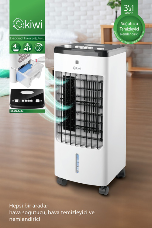 Kfan-7494 3'Ü 1 Arada Hava Temizleyici, Nemlendirici Portatif Hava Soğutucu 60 Watt