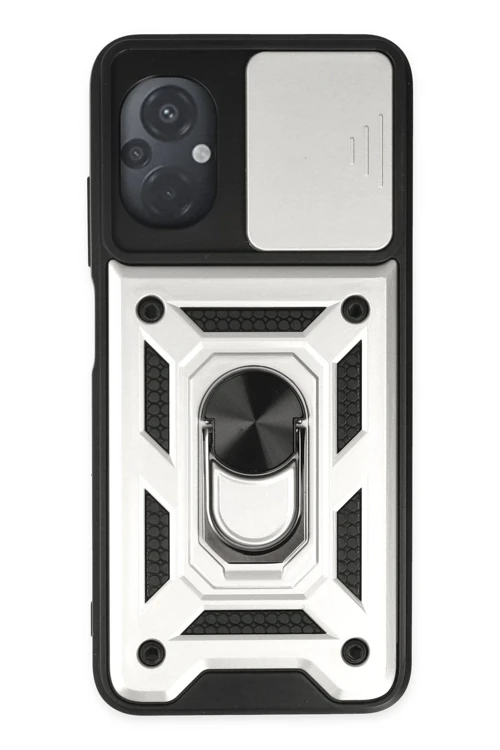 Xiaomi Poco M5 Kılıf Pars Lens Yüzüklü Silikon - Gümüş
