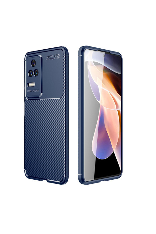 Xiaomi Poco F4 Kılıf Karbon Görünümlü Silikon Kamera Korumalı Üstün Koruma Butam