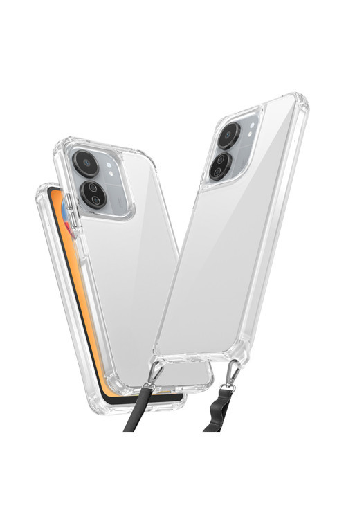 Xiaomi Poco C65 Uyumlu Airbagli Takılabilir Askı Aparatlı Snap Silikon Kapak-Şeffaf