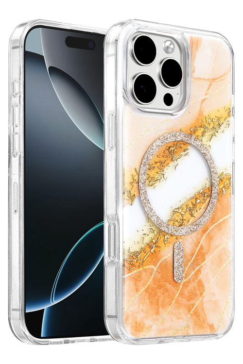 Apple iPhone 16 Pro Max Lotus Simli Magsafe Kapak - Turuncu