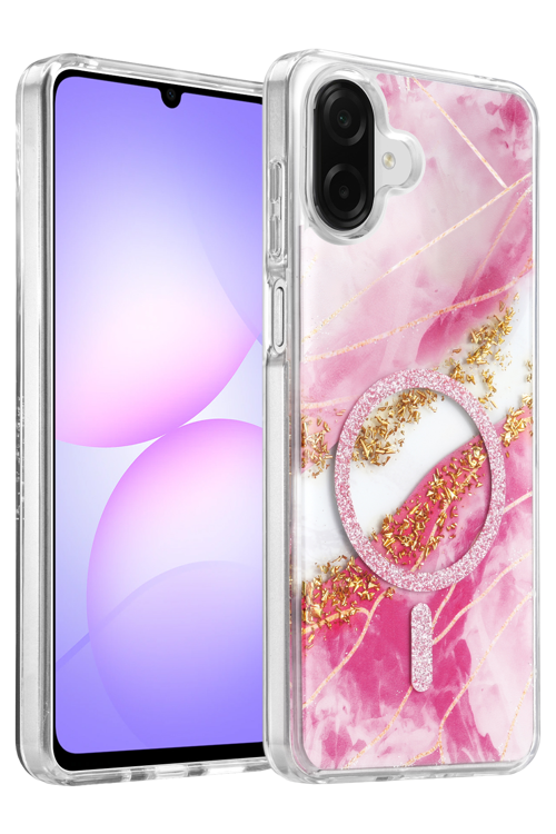 Samsung Galaxy A07 4G Lotus Simli Magsafe Kapak - Pembe