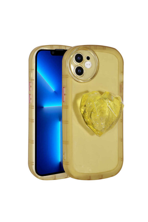 İphone 11 Uyumlu Kamera Korumalı Pop Soketli Renkli Ofro Kılıf-Sarı