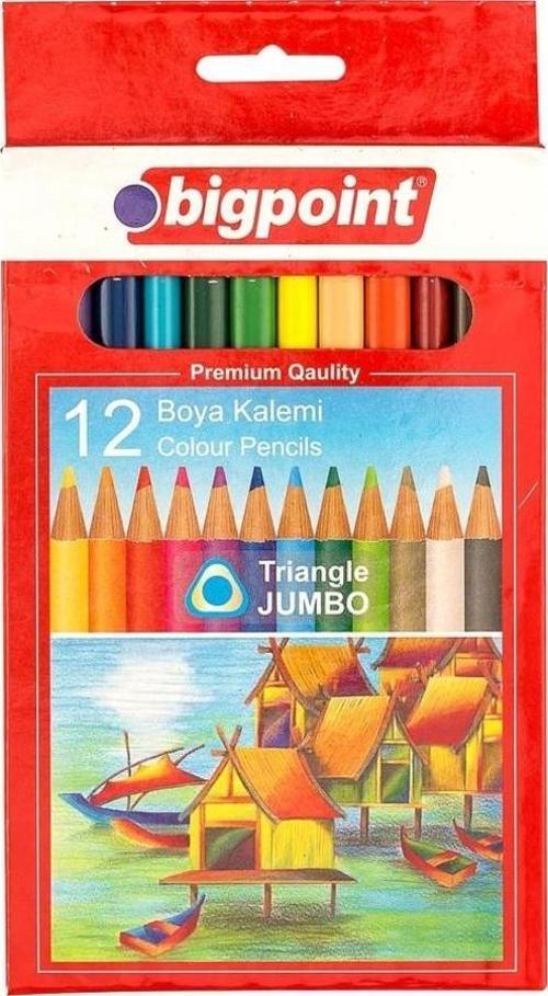 Jumbo Üçgen Kuru Boya Kalemi 12 Renk