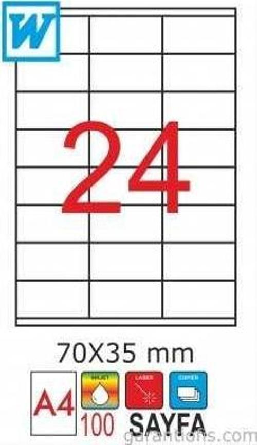 2018 Laser A4 Sayfa Etiketi 70x35mm (100 lü Paket)