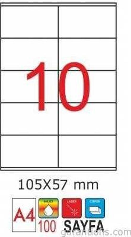 2075 Laser A4 Sayfa Etiketi 105x57mm (100 lü Paket)