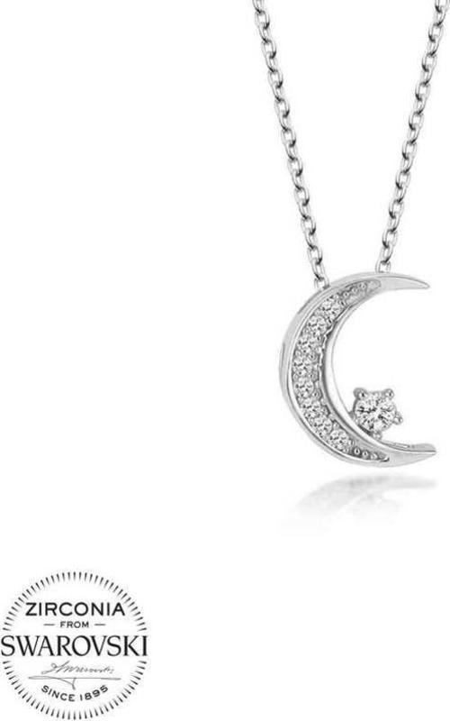 Swarovski Taşlı Gümüş Ayyıldız Bayan Kolye
