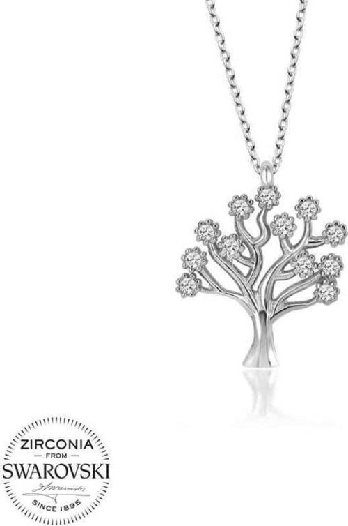 Swarovski Taşlı Gümüş Hayat Ağacı Bayan Kolye