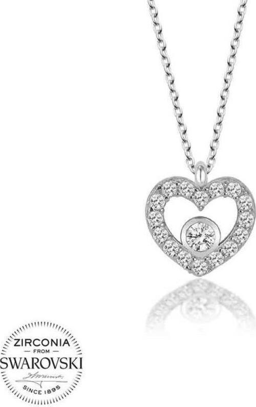 Swarovski Taşlı Gümüş Kalp Bayan Kolye