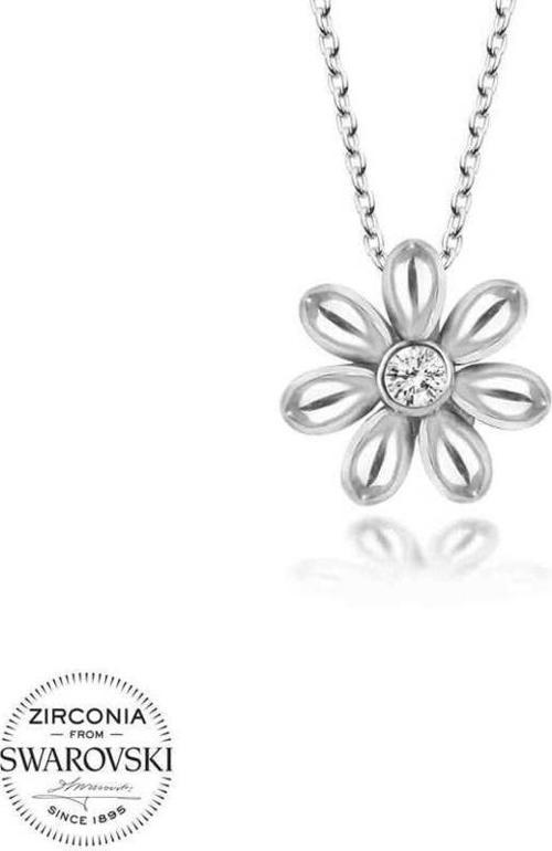 Swarovski Taşlı Gümüş Papatya Bayan Kolye