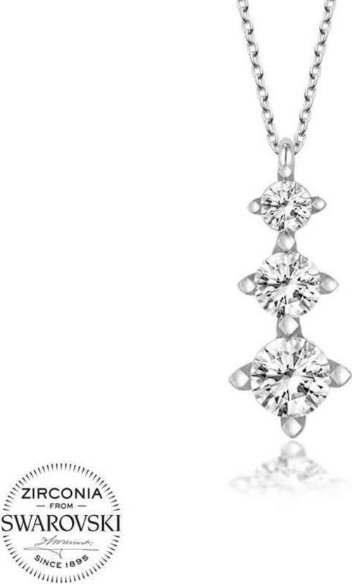 Swarovski Taşlı Gümüş Üçtaş Tektaş Bayan Kolye