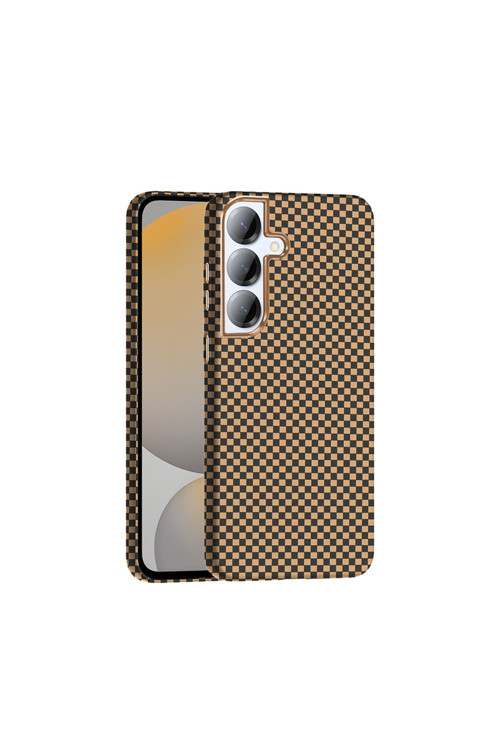 Galaxy S25 Plus Kılıf M-Safe Şarj Özellikli Karbon Fiber Görünümlü Gros Kapak - Desert Titanyum