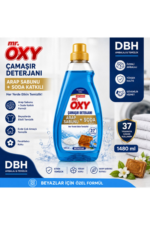 MR.OXY Arap Sabunu ve Soda Katkılı Sıvi Çamaşır Deterjanı Beyazlar