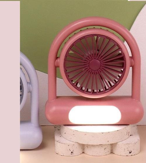 Işıklı Döner Mini Fan, Pembe, 15x14