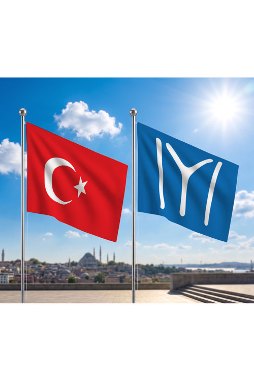 TRY Bayrağı ve Alpaka Kumaş Türk Bayrağı 2'li Set 100x150cm