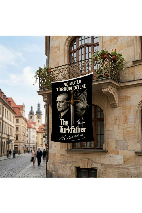 Ne Mutlu Türküm Diyen TürkFather Atatürk Bozkurt Kılıç Poster Bayrak Premium Raşel Kumaş ATA83