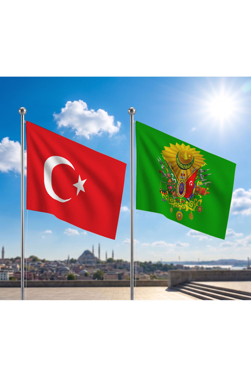 TRY Bayrağı ve Alpaka Kumaş Türk Bayrağı 2'li Set 100x150cm