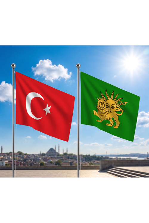 TRY Bayrağı ve Alpaka Kumaş Türk Bayrağı 2'li Set 100x150cm