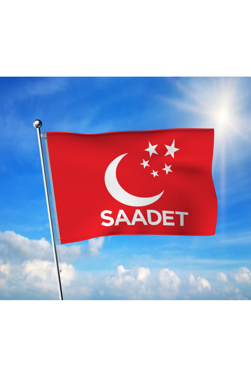 Kırmızı SAADET Partisi Bayrağı Premium Raşel Kumaş 100x150 cm