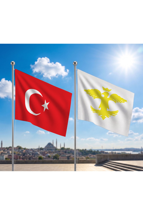 TRY Bayrağı ve Alpaka Kumaş Türk Bayrağı 2'li Set 100x150cm