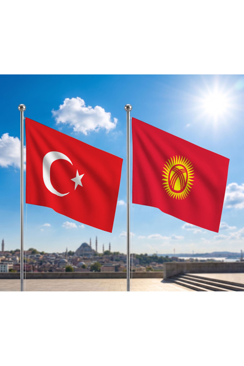 TRY Bayrağı ve Alpaka Kumaş Türk Bayrağı 2'li Set 100x150cm
