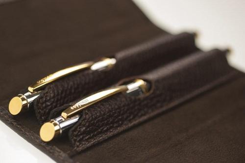 Toscana Hakiki Deri İkili Kalem Kılıfı Kahverengi