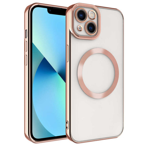iPhone 13 Uyumlu Magsafe Wireless Şarj Özellikli NVTH Setro Silikon-Rose Gold