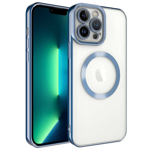 iPhone 13 Pro Uyumlu Magsafe Wireless Şarj Özellikli NVTH Setro Silikon-Mavi