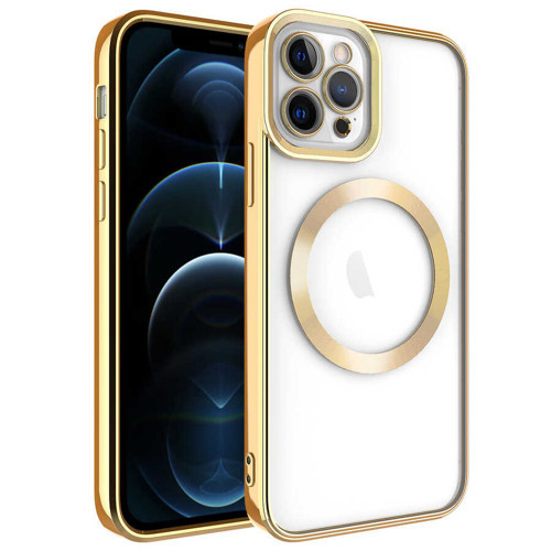 iPhone 11 Pro Max Uyumlu Magsafe Wireless Şarj Özellikli NVTH Setro Silikon-Gold
