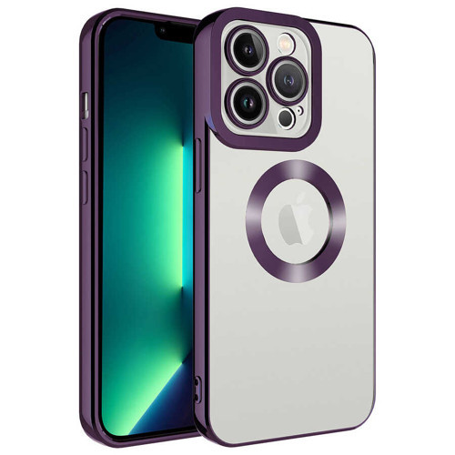 iPhone 12 Pro Max Uyumlu Kamera Korumalı Logo Gösteren NVTH Omega Kılıf-Derin Mor