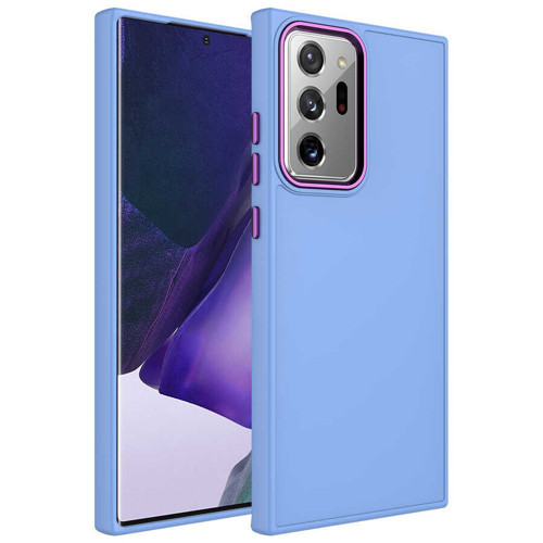 Galaxy Note 20 Ultra Uyumlu Metal Çerçeve ve Buton Tasarımlı Silikon NVTH Luna Kılıf-Lila