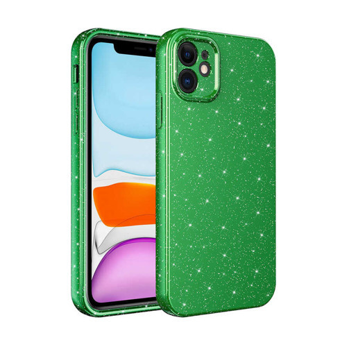 iPhone 11 Uyumlu Kamera Korumalı Simli Lüks NVTH Koton Kılıf-Yeşil