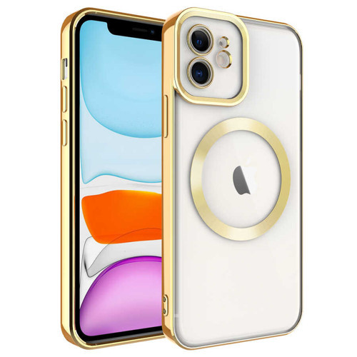 iPhone 12 Uyumlu Magsafe Wireless Şarj Özellikli NVTH Setro Silikon-Gold