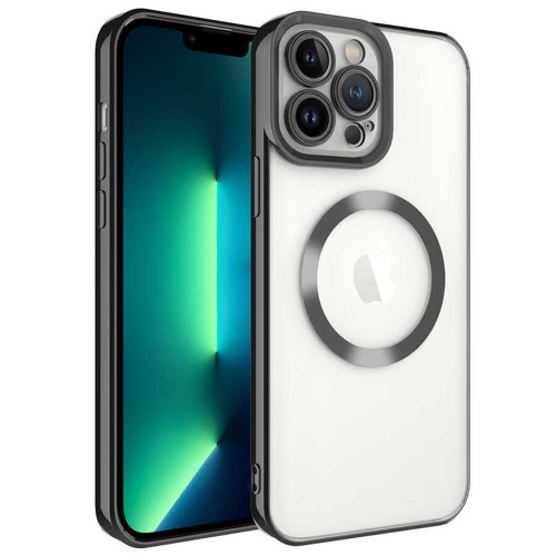 iPhone 13 Pro Uyumlu Magsafe Wireless Şarj Özellikli NVTH Setro Silikon-Siyah