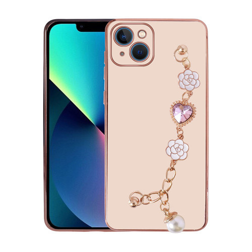 iPhone 14 Plus Uyumlu El Tutamaçlı Kamera Korumalı NVTH Taka Silikon Kılıf-Pembe