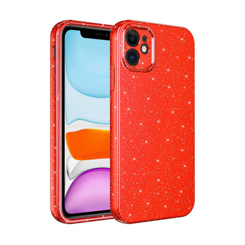 iPhone 11 Uyumlu Kamera Korumalı Simli Lüks NVTH Koton Kılıf-Kırmızı