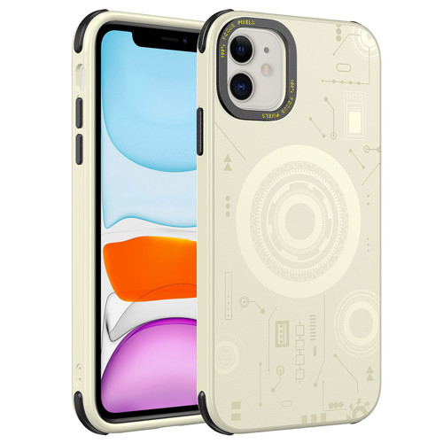 iPhone 12 Uyumlu NVTH Wireless Şarj Özellikli Desenli Hot Kılıf-Gold