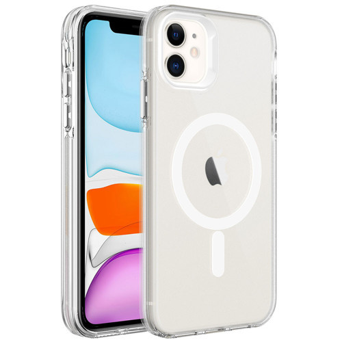 iPhone 12 Uyumlu NVTH Magsafe Şarj Özellikli Buzlu Transparan C-Pro Sert Kılıf-Renksiz