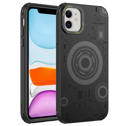 iPhone 12 Uyumlu NVTH Wireless Şarj Özellikli Desenli Hot Kılıf-Siyah